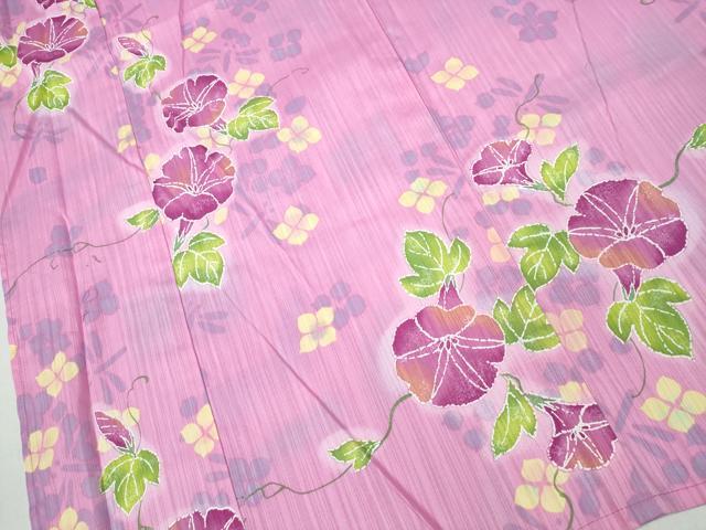 平和屋着物∴夏物　浴衣　朝顔　綿　逸品　未使用　CABD2585ng_3