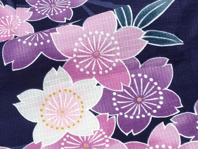 平和屋着物∴夏物　浴衣　綿紅梅　舞桜　麻の葉文様　綿　逸品　CABD2587ng_5
