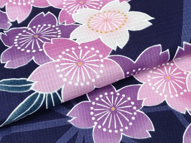 平和屋着物∴夏物　浴衣　綿紅梅　舞桜　麻の葉文様　綿　逸品　CABD2587ng_4