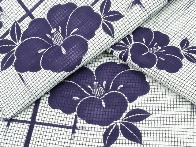 平和屋着物∴夏物　浴衣　綿紅梅　竹縞椿　綿　逸品　CABD2602ng