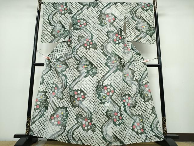 平和屋着物∴夏物　浴衣　有松鳴海絞り　流水舞花文　綿　逸品　CABD2609ng