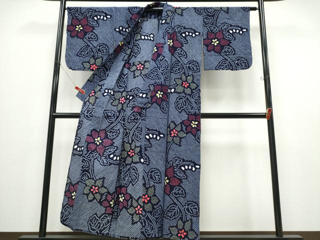 平和屋着物∴夏物　浴衣　有松鳴海絞り　蔦の葉花文　綿　逸品　CABD2627ng_1