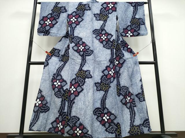 平和屋着物∴夏物　浴衣　有松鳴海絞り　枝花文　綿　逸品　CABD2628ng