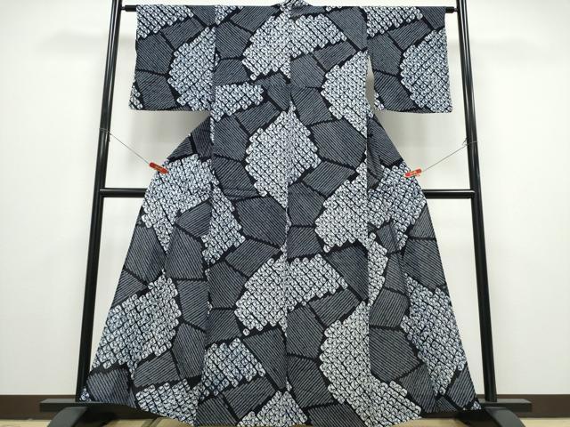 平和屋着物∴夏物　浴衣　有松鳴海絞り　切嵌文　綿　逸品　CABD2649ng