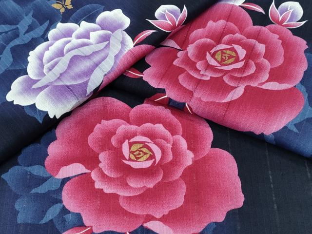 平和屋着物∴夏物　浴衣　舞蝶牡丹　金彩　綿　逸品　CABD2661ng 平和屋着物∴夏物 浴衣 舞蝶牡丹 金彩 綿 逸品 CABD2661ng 【公式通販】