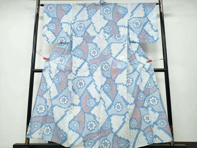 平和屋着物∴夏物　浴衣　有松鳴海絞り　切嵌舞菊文　綿　逸品　CABD2679ng
