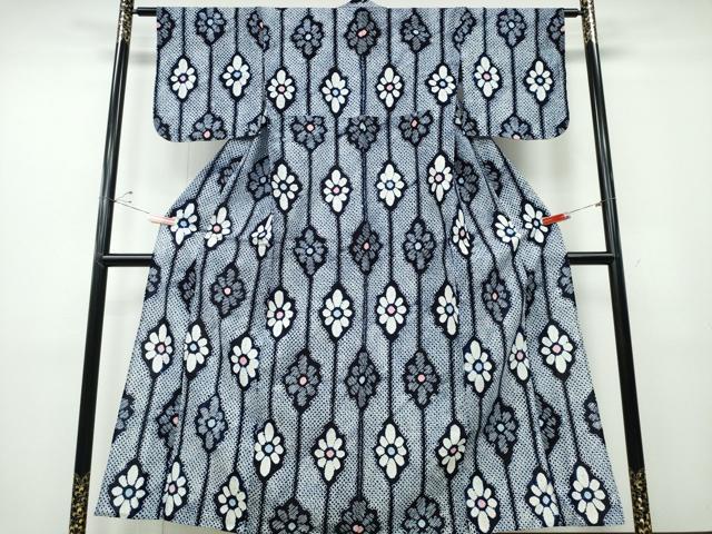 平和屋着物∴夏物　浴衣　有松鳴海絞り　花菱間道　綿　逸品　未使用　CABD2711ng