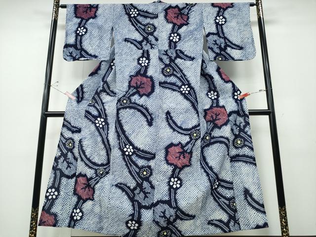 平和屋着物∴夏物　浴衣　有松鳴海絞り　草花文　綿　逸品　CABD2716ng