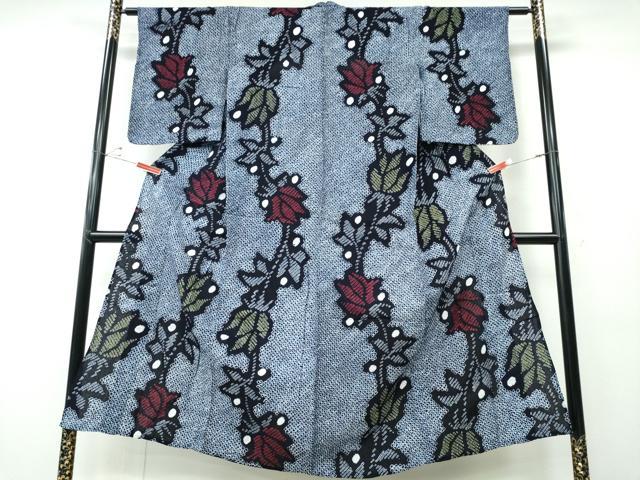 平和屋着物∴夏物　浴衣　有松鳴海絞り　枝花文　綿　逸品　CABD2722ng