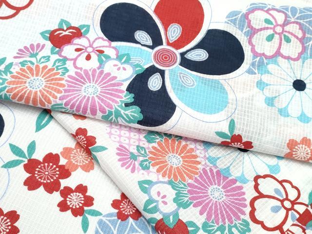 【新品】夏物綿紅梅　浴衣　着尺 平和屋着物∴夏物 浴衣 綿紅梅 舞花尽くし 綿 逸品 CABD2739ng 【公式