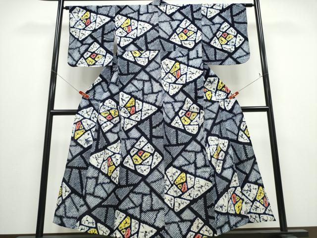 平和屋着物∴夏物　浴衣　有松鳴海絞り　切嵌吉祥文　綿　逸品　CABD2755ng