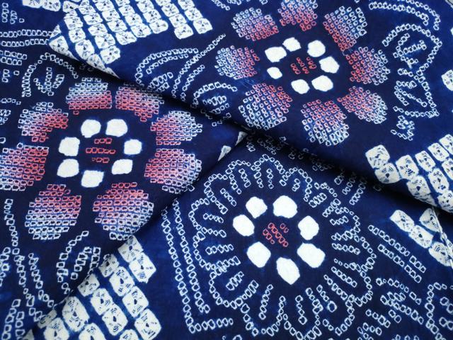 平和屋着物∴夏物　浴衣　有松鳴海絞り　地紙吉祥花文　綿　逸品　未使用　CABD2763ng