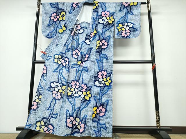 平和屋着物∴夏物　浴衣　有松鳴海絞り　草花文　綿　逸品　未使用　CABD2797ng_1