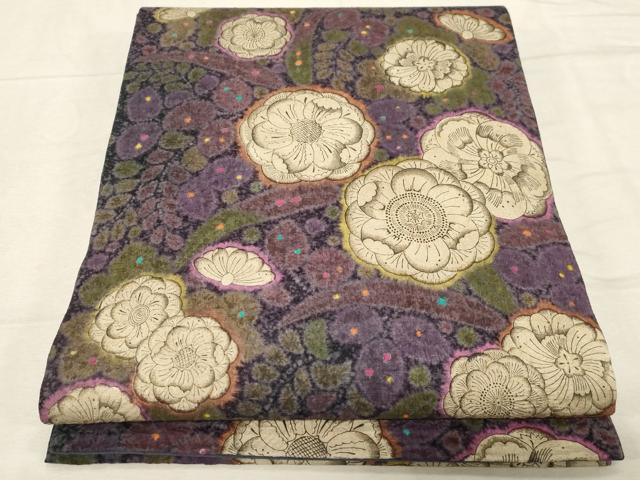 平和屋着物●六通柄袋帯　紬地　絞り　辻が花　正絹　逸品　CABD4072dy