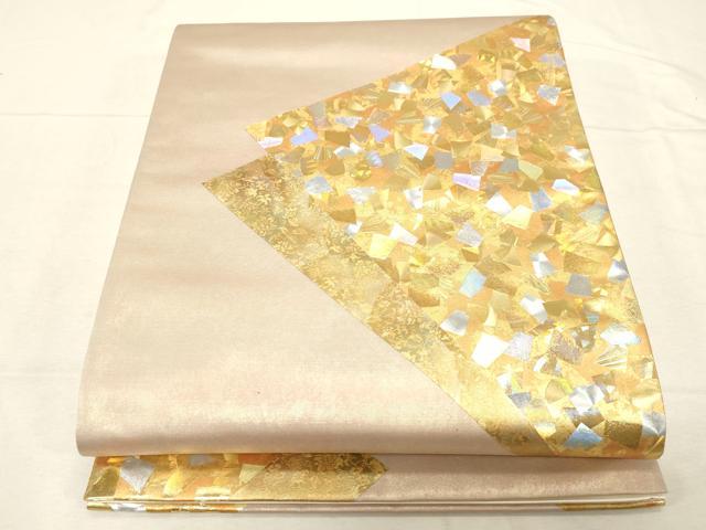 平和屋着物●金彩友禅作家 金彩の魔術師 堀省平 金煌織 太鼓柄袋帯 堀省平オートクチュール作品省平美術 色紙重ね文 未使用 CABD4074dy