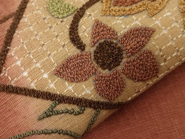 平和屋着物●中国三大刺繍　スワトウ刺繍　相良刺繍　総刺繍　つけ帯　更紗花唐草文　正絹　逸品　未使用　CABD4089dy_4