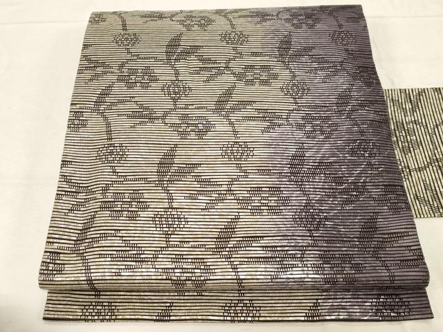 平和屋着物●九寸名古屋帯　草花文　正絹　逸品　CABD4091dy 21,229円