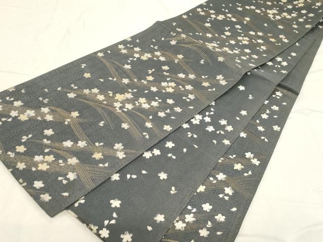 平和屋着物●両面　六通柄袋帯　漢方染　舞花文　金糸　正絹　逸品　CABD4125dy 平和屋着物○両面 六通柄袋帯 漢方染 舞花文 金糸 正絹 逸品