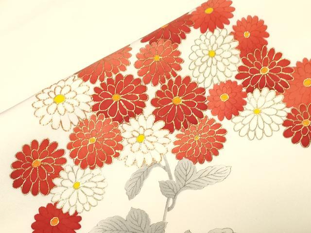 平和屋着物●塩瀬　九寸名古屋帯　手描き　駒刺繍　草花文　金彩　正絹　逸品　CABD4189dy 平和屋着物○塩瀬 九寸名古屋帯 手描き 駒刺繍 草花文 金彩 正絹 逸品