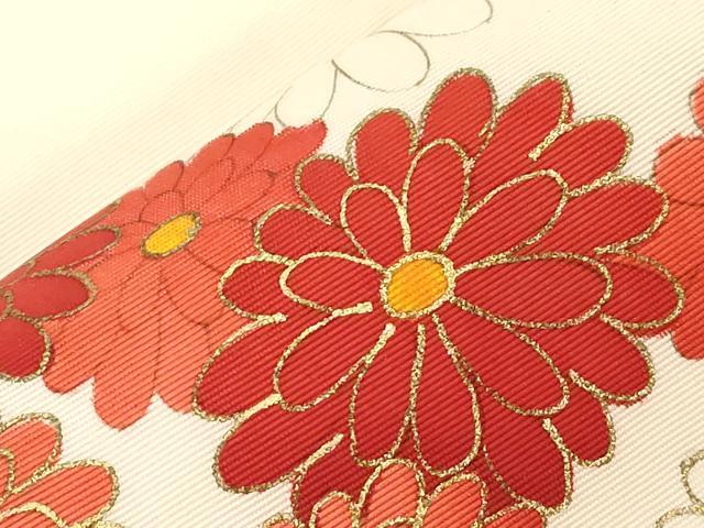 平和屋着物●塩瀬　九寸名古屋帯　手描き　駒刺繍　草花文　金彩　正絹　逸品　CABD4189dy 平和屋着物○塩瀬 九寸名古屋帯 駒刺繍 御所車花文 黒地 金彩 正絹