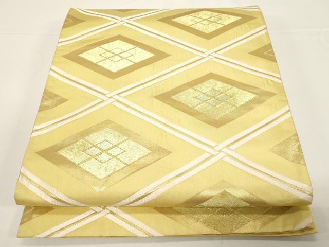 平和屋着物●西陣　白綾苑大庭 　六通柄袋帯　菱文　金糸　正絹　逸品　CABD4291dy