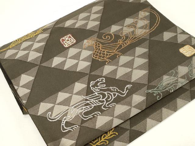 平和屋着物●つけ帯　鳥獣文　金糸　正絹　逸品　CABD4304dy 平和屋着物○つけ帯 鳥獣文 金糸 正絹 逸品 CABD4304dyの通販はau PAY