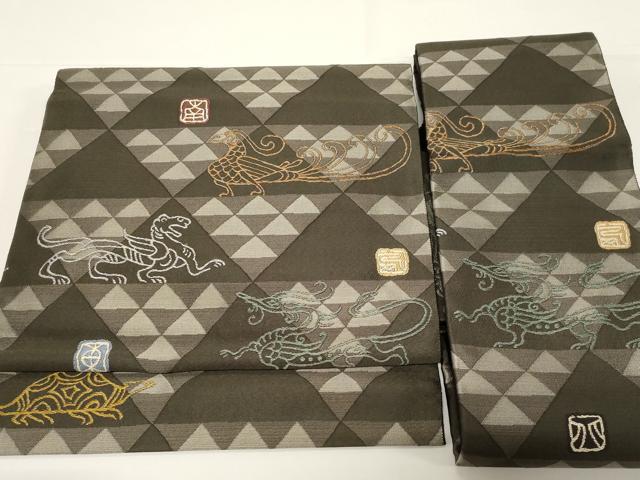 平和屋着物●つけ帯　鳥獣文　金糸　正絹　逸品　CABD4304dy 平和屋着物○つけ帯 鳥獣文 金糸 正絹 逸品 CABD4304dyの通販はau PAY