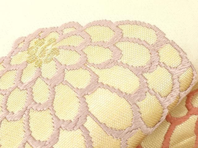 平和屋着物●九寸開き名古屋帯　唐織　草花文　金糸　正絹　逸品　CABD4340dy_4