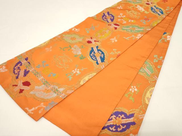 平和屋着物●六通柄袋帯　吉祥花文　金糸　正絹　逸品　CABD4372dy_5