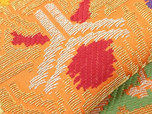 平和屋着物●六通柄袋帯　吉祥花文　金糸　正絹　逸品　CABD4372dy_4