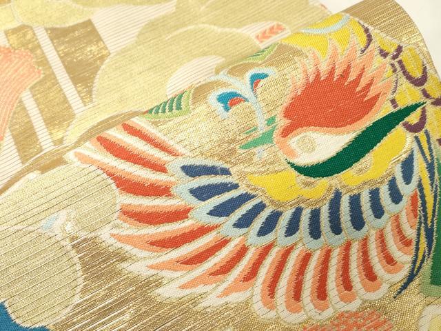 平和屋着物＊夏物　アンティーク　大正ロマン　丸帯　花鳥文　金糸　正絹　逸品　CABD4385dy_2