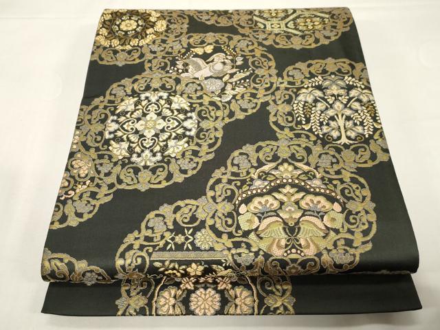 平和屋着物●六通柄　本袋帯　葡萄唐草文　金銀糸　正絹　逸品　DABA1703ps 平和屋着物○六通柄 本袋帯 葡萄唐草文 金銀糸 正絹 逸品 DABA1703psの