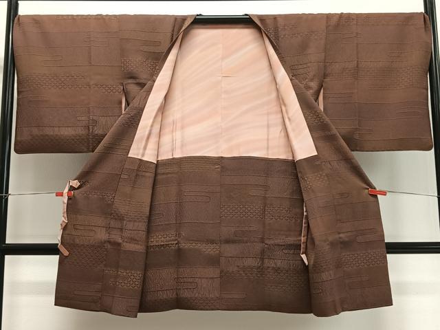 平和屋着物∞道行コート　ふくれ織　エ霞吉祥文　ロング丈　正絹　逸品　CABD4413ua 平和屋着物∞道行コート ふくれ織 エ霞吉祥文 ロング丈 正絹 逸品