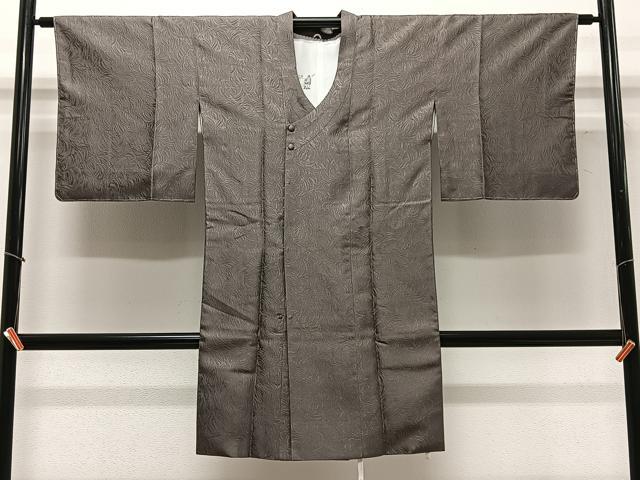 平和屋着物∞道行コート　舞葉地紋　利休白茶色　正絹　逸品　未使用　CABD4419ua 平和屋着物∞道行コート 舞葉地紋 利休白茶色 正絹 逸品 未使用