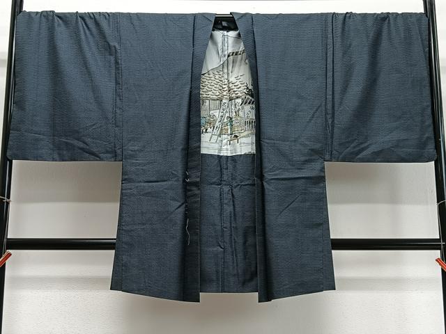 平和屋着物∞男性　長羽織　本場大島紬　100亀甲　総詰め　正絹　逸品　CABD4581ua