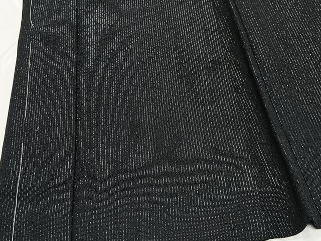 平和屋着物∞男性　長羽織　紬地　縞　黒地　銀糸　正絹　逸品　未使用　CABD4672ua_2