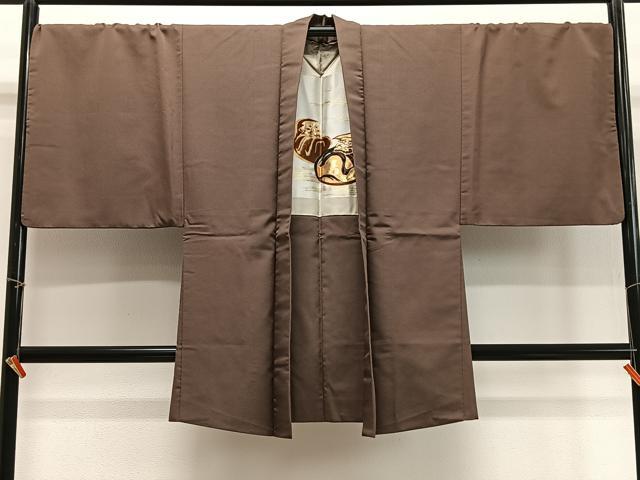 平和屋着物∞男性　長羽織　だるま　砺茶色　正絹　逸品　CABD4727ua 平和屋着物∞男性 長羽織 だるま 砺茶色 正絹 逸品 CABD4727ua