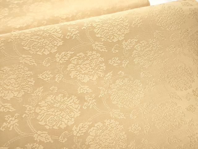 平和屋着物●全通柄袋帯　花唐草文　色無地　杏色　正絹　逸品　CABD5622hy