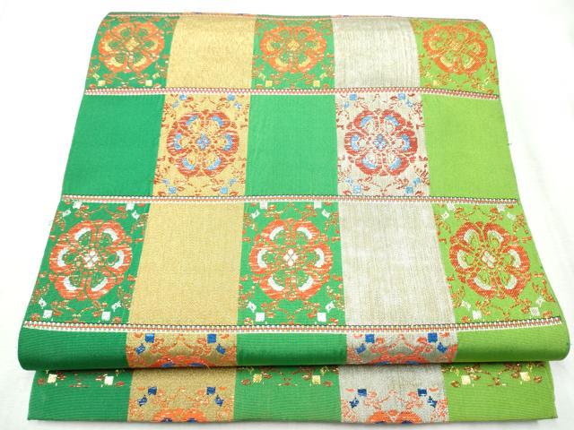 平和屋着物●龍村平蔵製 六通柄 本袋帯 桜花文間道 金銀糸 正絹 逸品 CABD5741hy