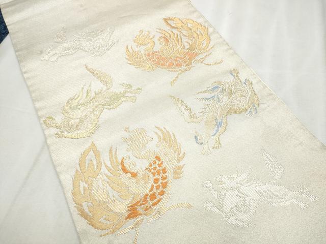 平和屋着物●龍村美術織物　たつむら　太鼓柄袋帯　天平獅子鳳文　金銀糸　正絹　逸品　CABD5745hy_1