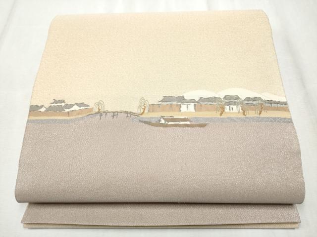 平和屋着物＊夏物 六通柄袋帯 草花文 金銀糸 正絹 逸品 DAAX5606cm