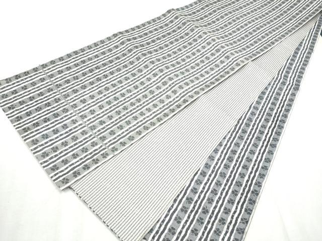 平和屋着物●両面　全通柄袋帯　クローバー　間道　正絹　逸品　CABD5768hy
