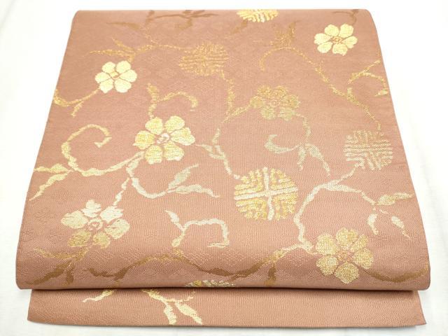 平和屋着物●全通柄　本袋帯　花唐草文　金糸　正絹　逸品　CABD5913hy