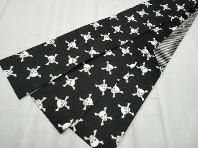 平和屋着物●両面　半幅帯　ガイコツ　骸骨　市松文様　綿　逸品　CABD5934hy 37,180円
