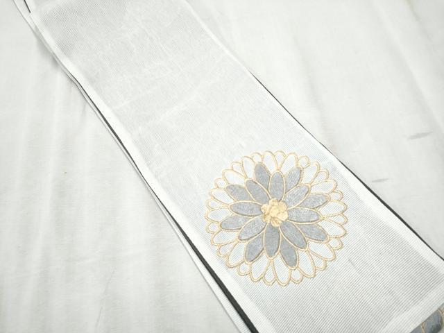 平和屋着物▽半幅帯　スリーシーズン　春夏秋　総刺繍　菊　CABD5936hy_2