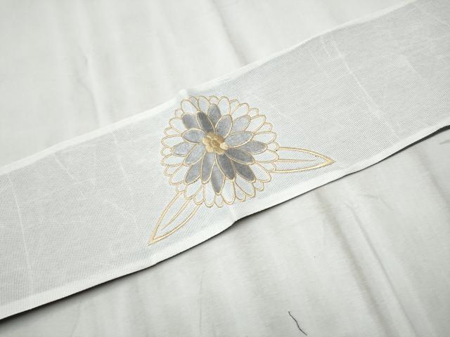 平和屋着物▽半幅帯　スリーシーズン　春夏秋　総刺繍　菊　CABD5936hy_8