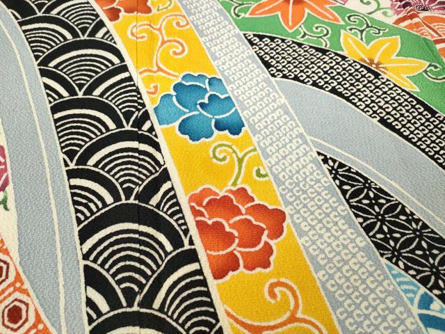 平和屋着物○豪華振袖 型染め 吉祥花文 鬼しぼ縮緬 正絹 逸品
