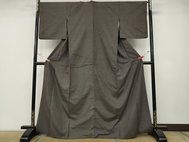 平和屋着物●青々庵　紬　格子柄　正絹　逸品　CABD7260ut_1