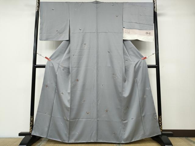 平和屋着物●上質な小紋　伊と幸　吉祥舞花文　金彩　反端付き　正絹　逸品　CABD7278ut 平和屋着物○上質な小紋 伊と幸 吉祥舞花文 金彩 反端付き 正絹 逸品