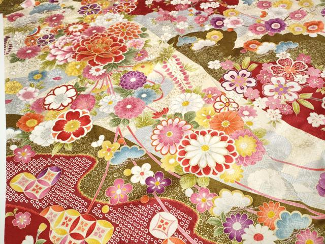平和屋着物●豪華振袖　刺繍　鞠花文　金彩　正絹　逸品　CABD7294ut 平和屋着物○豪華振袖 刺繍 鞠花文 金彩 正絹 逸品 CABD7294ut 【公式